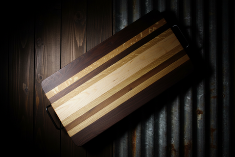 Grand Hardwood Serving Board with Metal Handles