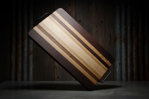 Grand Hardwood Serving Board with Metal Handles