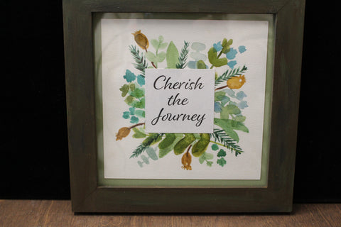 Framed "Cherish the Journey" Botanical Wall Art