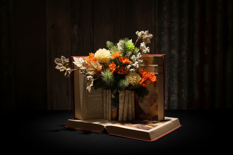 Red Brick Wreaths Autumn Forest Book Bloom