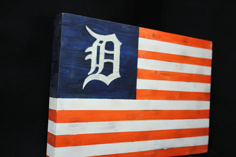 Detroit Tigers Wooden Wall Flag
