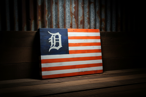 Detroit Tigers Wooden Wall Flag