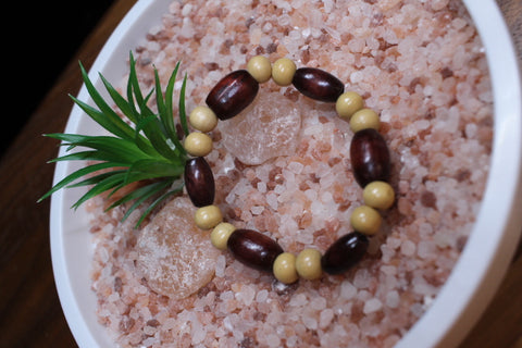 Cherry Oval w/tan bead wood bracelets by Theiss