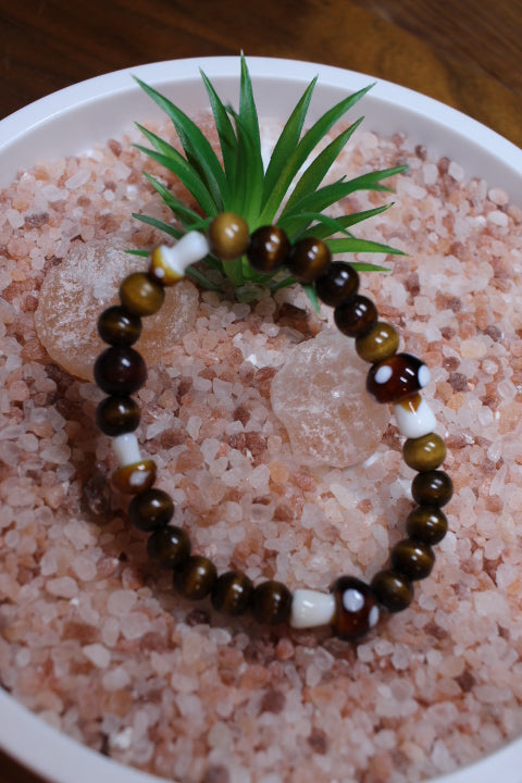 Mushroom Brown Wood Bead Bracelet by Theiss Tye Dye Studios