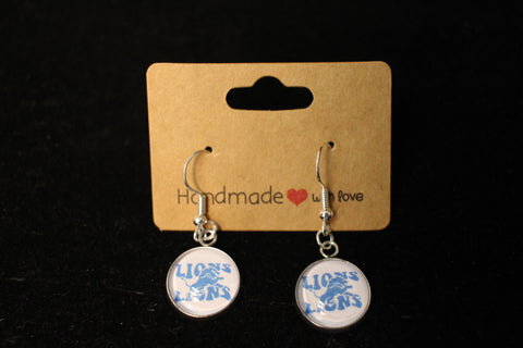 Detroit Lions Double Logo Drop Earrings with Silver-Tone Hooks