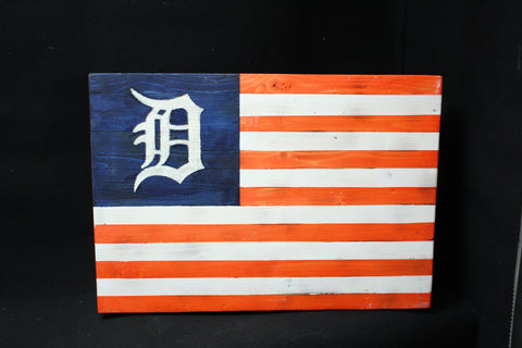 Detroit Tigers Wooden Wall Flag