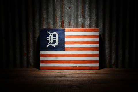 Detroit Tigers Wooden Wall Flag