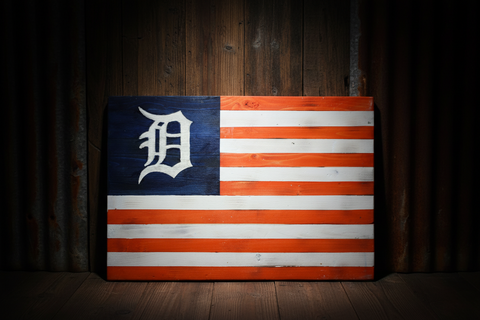 Detroit Tigers Wooden Wall Flag