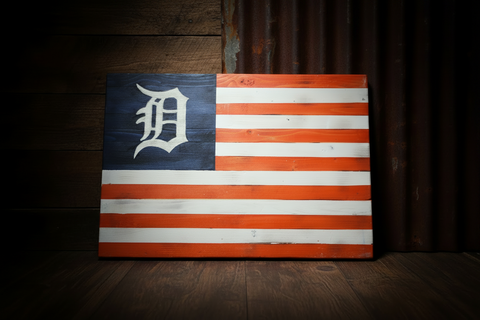 Detroit Tigers Wooden Wall Flag