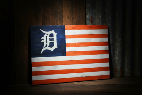 Detroit Tigers Wooden Wall Flag