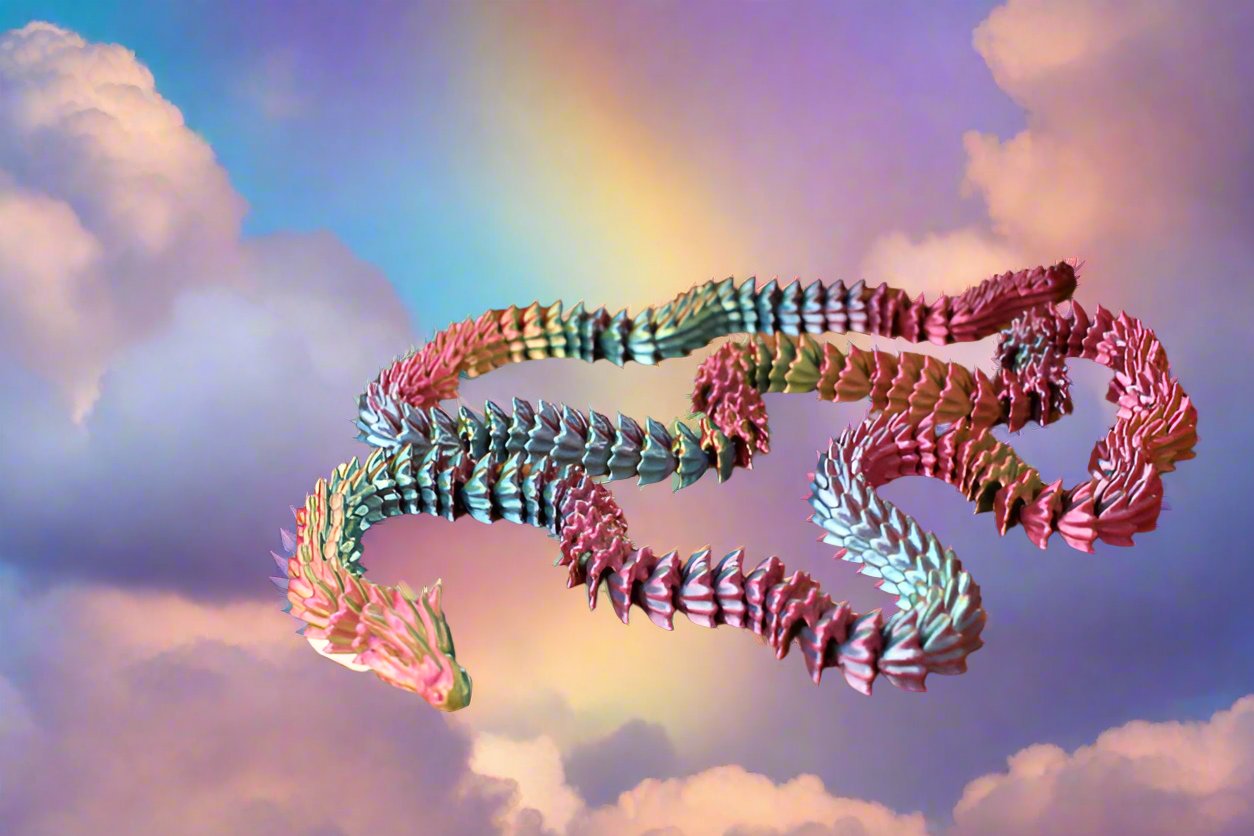 64 inch Long 3D Printed Rainbow Dragon by AMLinspirations