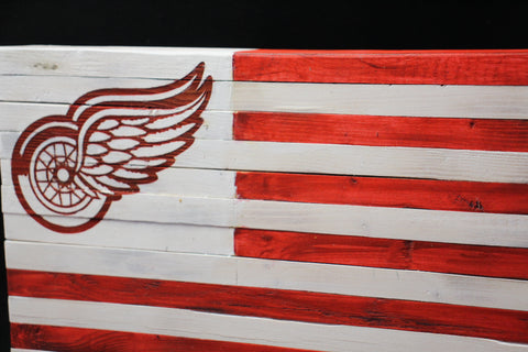 Detroit Red Wings Wooden Wall Flag