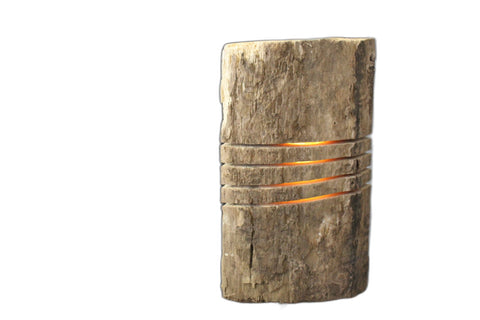 Unfinished Rustic Log Lamp Yellow Light Decorative Pieces