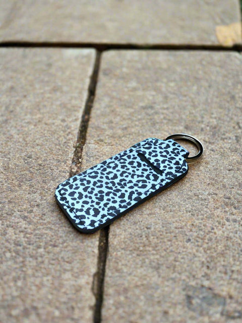 Black and White Cheetah Print Lip Balm Keychain by Almosta Bee Farm