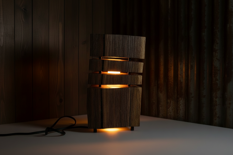 Natural Wood Glow Lamp – Stacked Dark Edition

 by Rustic Log Creations