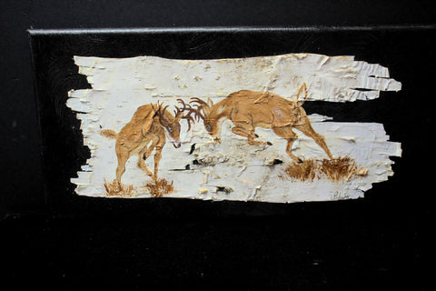 Locked in Battle Birch Bark Art by Carol Schulte