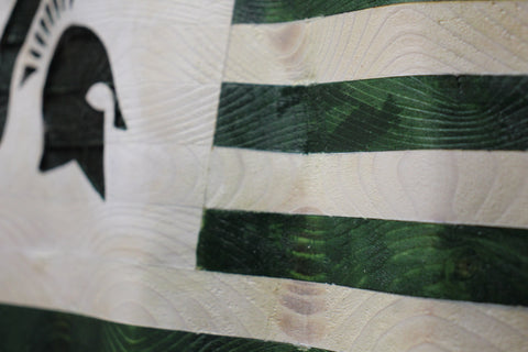 Hand Carved Spartan Flag Wood Wall Art