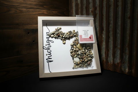 Michigan Stone Map Shadow Box Art by Art By Amy