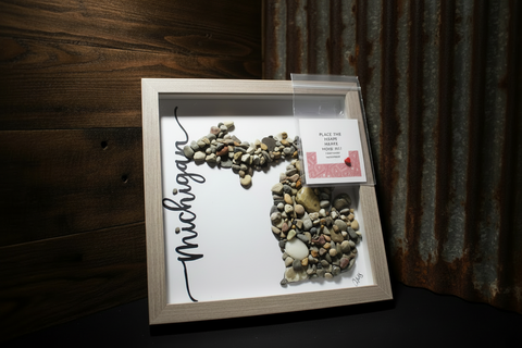Michigan Stone Map Shadow Box Art by Art By Amy