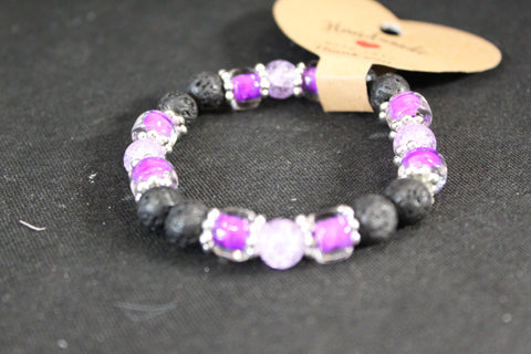 Purple Diffuser Beaded Bracelet Medium