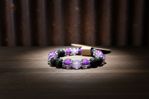Purple Diffuser Beaded Bracelet Medium