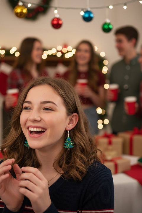 Glitter Christmas Trees  Harding Made Earrings