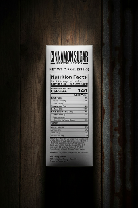 Cinnamon Sugar Pretzel Sticks Pop Daddy Pretzels 15 ounce Snack