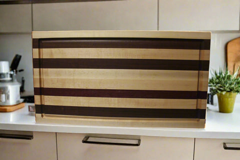 Striped Maple, Walnut, and Padauk Cutting Board with Juice Groove