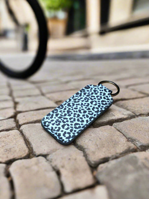 Black and White Cheetah Print Lip Balm Keychain by Almosta Bee Farm