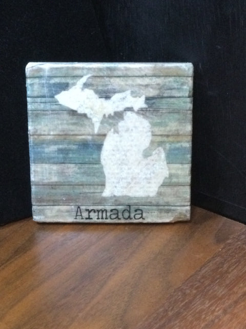 Michigan Green Barnwood Tile Coaster by Ravaged Barn