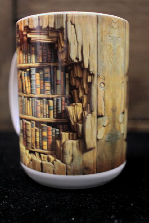 Wall of Books 15 oz Coffee Mug by June Bugs