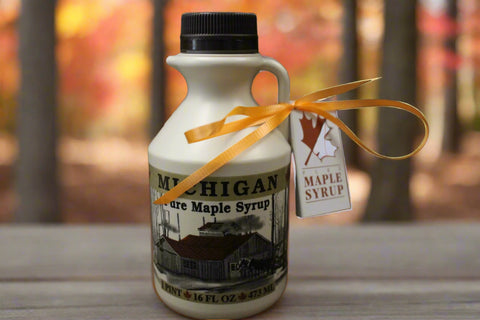 16 Fluid Ounces US Grade A Pure Michigan Dark Maple Syrup Plastic bottle