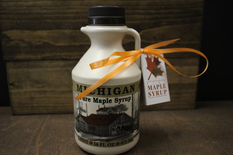 16 Fluid Ounces Dark Maple Syrup  US Grade A Pure Michigan Plastic bottle