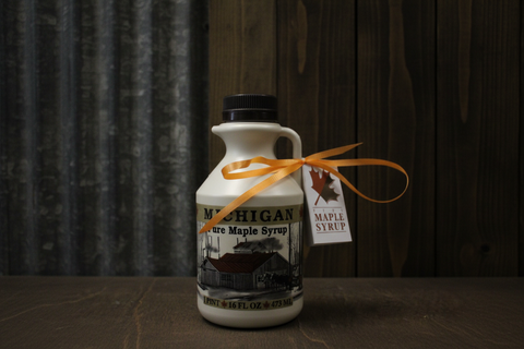 16 Fluid Ounces Dark Maple Syrup  US Grade A Pure Michigan Plastic bottle