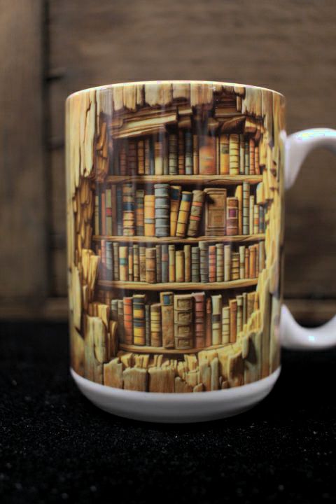 Wall of Books 15 oz Coffee Mug by June Bugs