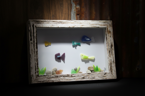Rustic School of Fish Sea Glass Art by Art by Amy