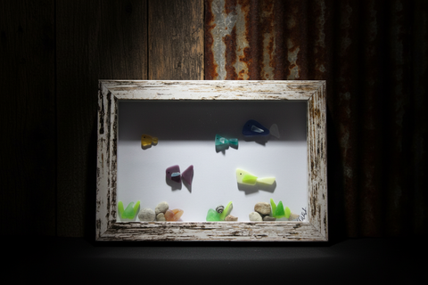 Rustic School of Fish Sea Glass Art by Art by Amy