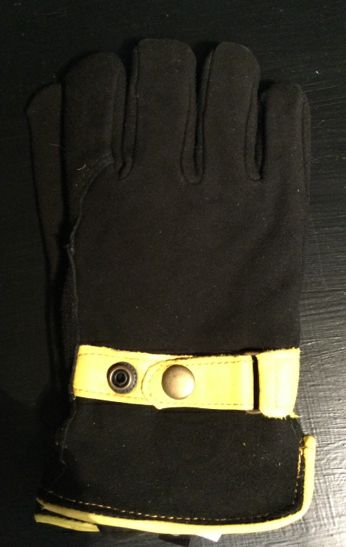 Men's Large Black and Yellow Deerskin Gloves by The Gloved Ox