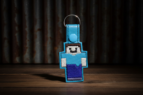 Minecraft Embroidered Faux Leather Keychain