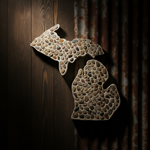 PD White & Sons Michigan Stone Mosaic Map