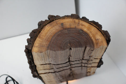 FinishedWood Glow Lamp – Stacked DarkWood Rustic Log Creations Decorative Pieces