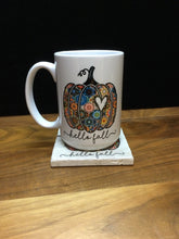 Load image into Gallery viewer, Hello Fall Coffee Mug and Coaster Gift Set by The Ravaged Barn
