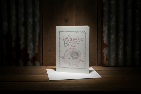 Baby Embroidered Greeting Card by Suki B's Creations