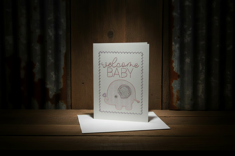 Baby Embroidered Greeting Card by Suki B's Creations