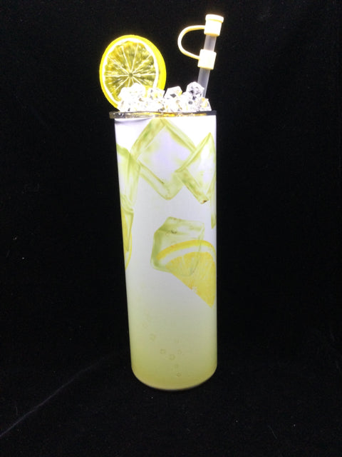 Lemonade Travel Cup with Custom 3D Lid Topper Tag by June Bugs