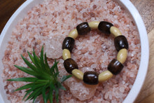 Load image into Gallery viewer, Brown Barrel and Tan Oval Wood Bead Bracelet by Theiss
