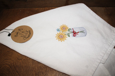 Sunflowers Embroidered Tea Towel by Suki B's Creations