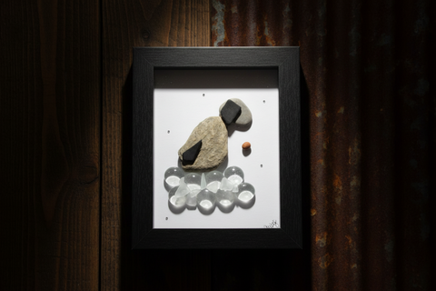 Handcrafted Dog Shadow Box Pebble Art by Art by Amy