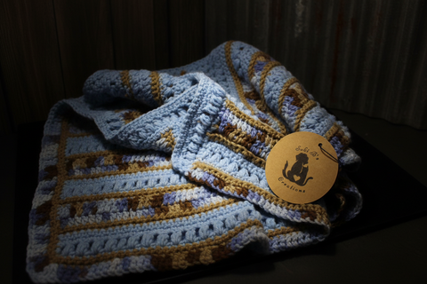 Suki B's Blue and Brown Striped Baby Blanket