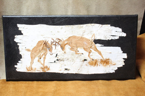 Locked in Battle Birch Bark Art by Carol Schulte